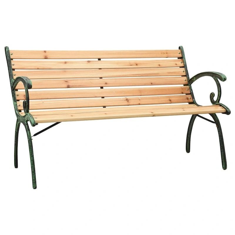 vidaXL Patio Bench 48.4  Cast Iron and Solid Firwood
