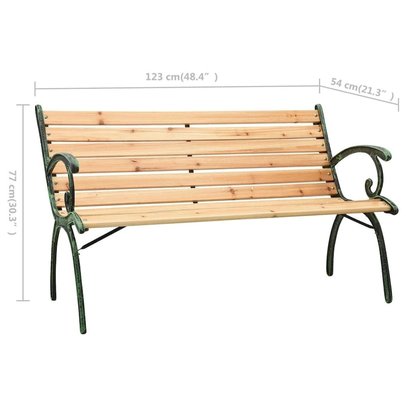 vidaXL Patio Bench 48.4  Cast Iron and Solid Firwood