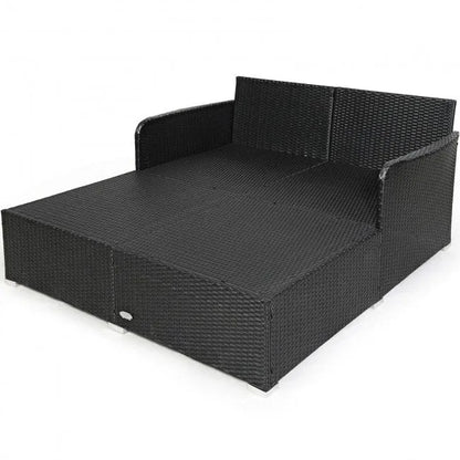 Outdoor Rattan Daybed with Cushions for Patio Garden Lounge Seating