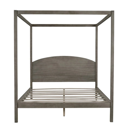 Pine Wood Canopy Platform Bed: Headboard, Sturdy Frame