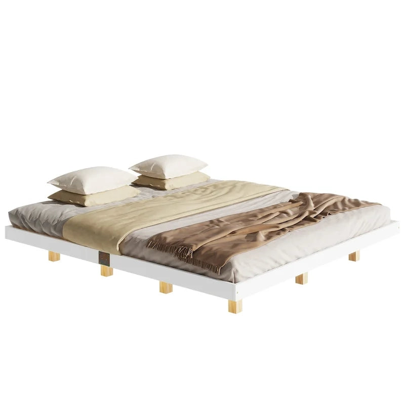 King Size Floating Bed with LED Lights