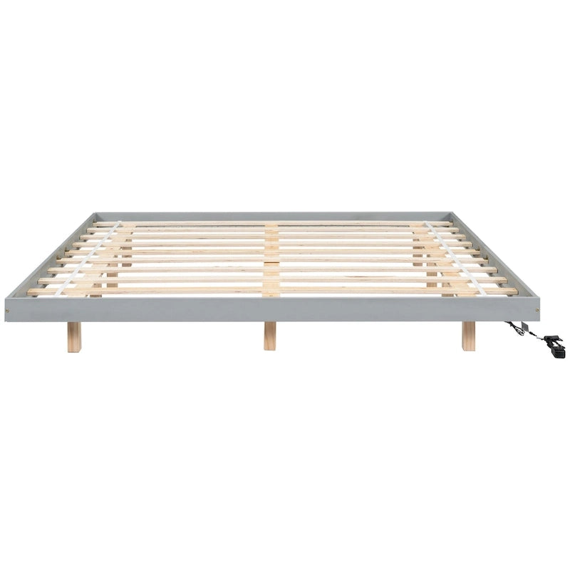 King Size Floating Bed with LED Lights