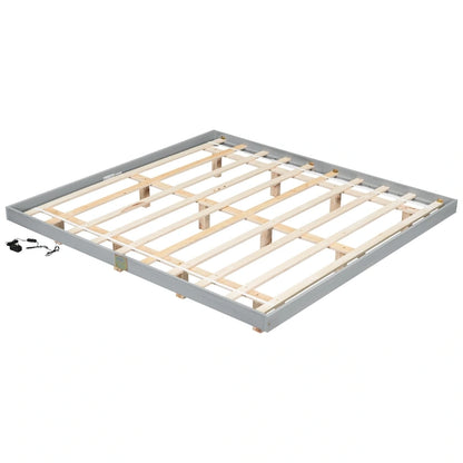 King Size Floating Bed with LED Lights