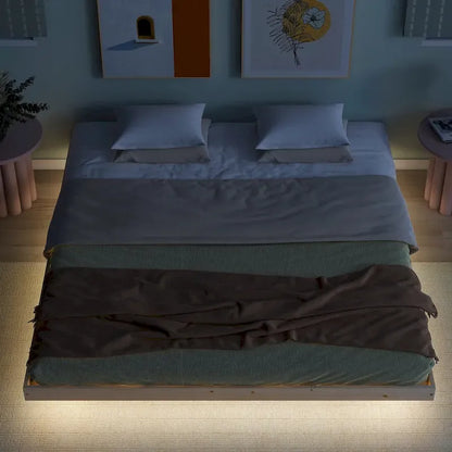 King Size Floating Bed with LED Lights