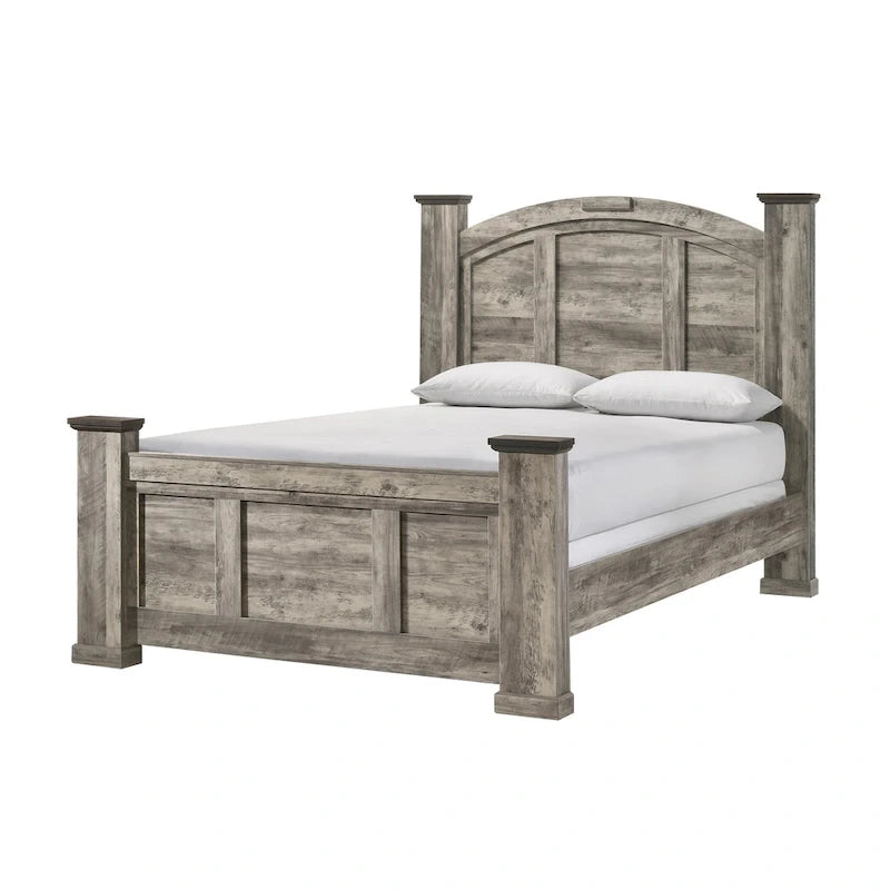Aimon 3 Piece Gray Rustic Panel Bedroom Set