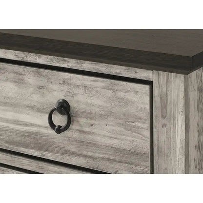 Aimon 3 Piece Gray Rustic Panel Bedroom Set