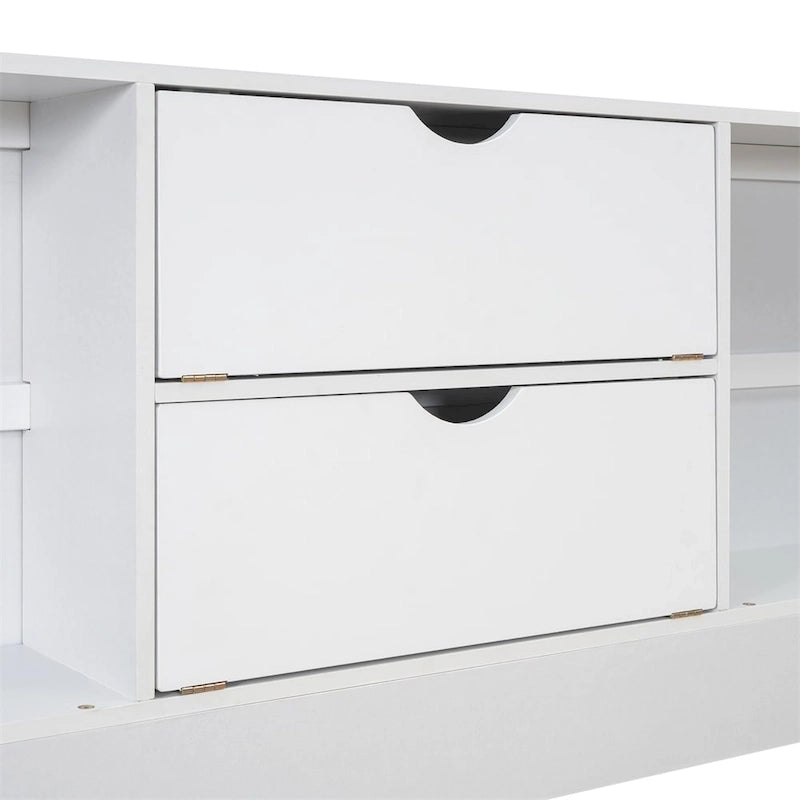 Queen Size Platform Bed with Storage Headboard and 8 Drawers