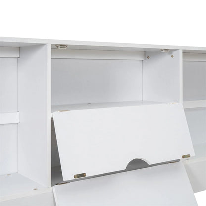 Queen Size Platform Bed with Storage Headboard and 8 Drawers