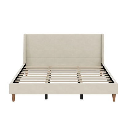 Modern Boucle Upholstered Platform Bed by Harper&Bright Designs