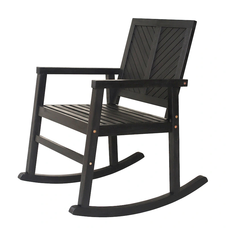 Carey Modern Chevron-Back 300-Lbs Support Acacia Wood Patio Outdoor Rocking Chair, by JONATHAN Y - 22.4
