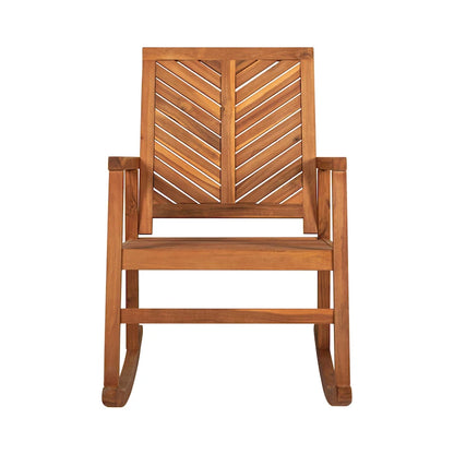 Carey Modern Chevron-Back 300-Lbs Support Acacia Wood Patio Outdoor Rocking Chair, by JONATHAN Y - 22.4