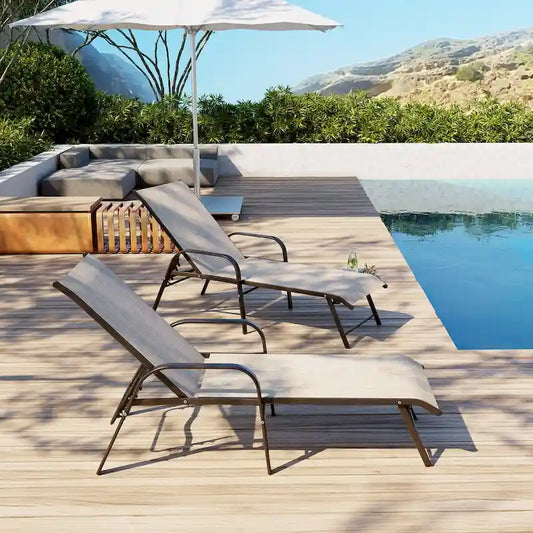 VredHom Outdoor Aluminum Patio Chaise Lounge Chairs - 70.87 Lx 21.54 W x 14.96 H