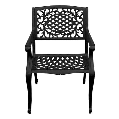 Modern Ornate Outdoor Mesh Aluminum 68-in Rectangular Patio Dining Set with Six Chairs - N/A