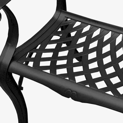 Modern Ornate Outdoor Mesh Aluminum 68-in Rectangular Patio Dining Set with Six Chairs - N/A