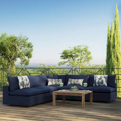 Commix 5-Piece Outdoor Patio Armless Sectional Sofa