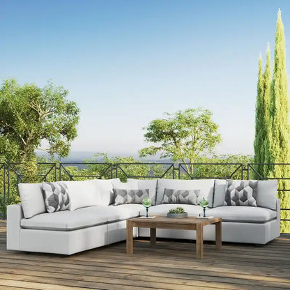 Commix 5-Piece Outdoor Patio Armless Sectional Sofa