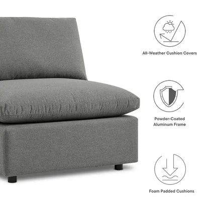 Commix 5-Piece Outdoor Patio Armless Sectional Sofa