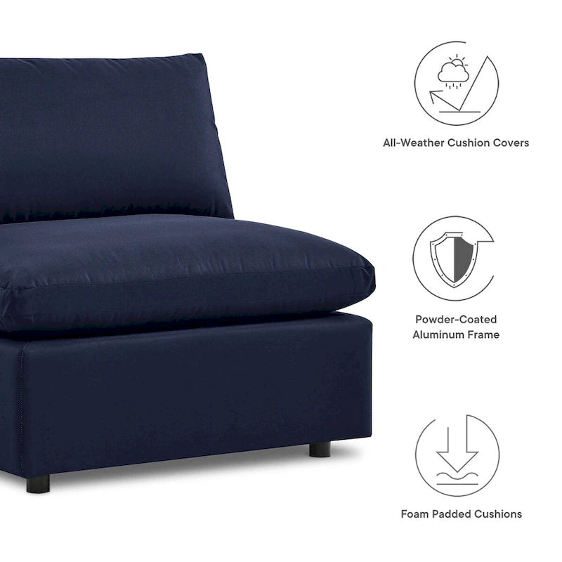 Commix 5-Piece Outdoor Patio Armless Sectional Sofa