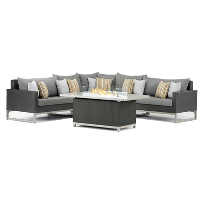 Milo Espresso 6 Piece Sunbrella Outdoor Patio Fire Sectional