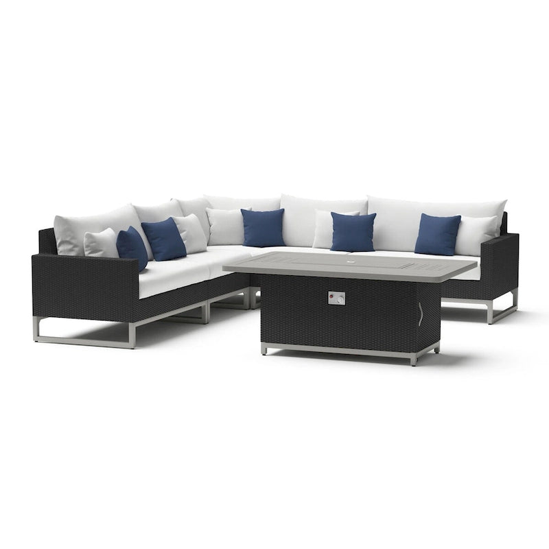 Milo Espresso 6 Piece Sunbrella Outdoor Patio Fire Sectional