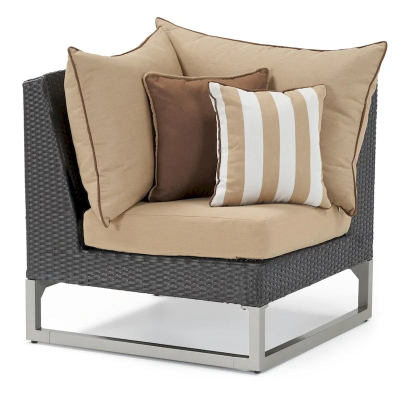 Milo Espresso 6 Piece Sunbrella Outdoor Patio Fire Sectional