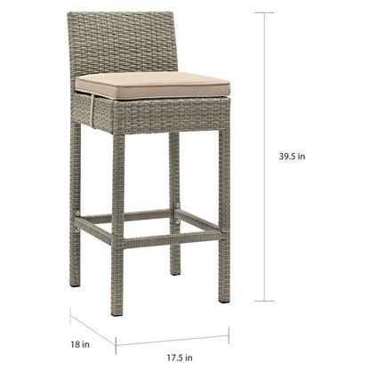 Havenside Home Bocabec Patio Wicker Rattan Bar Stool