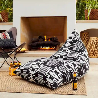 Sorra Home Sunbrella Pendleton Outdoor Bean Lounger - 54 in W x 38 in W x 21 in H