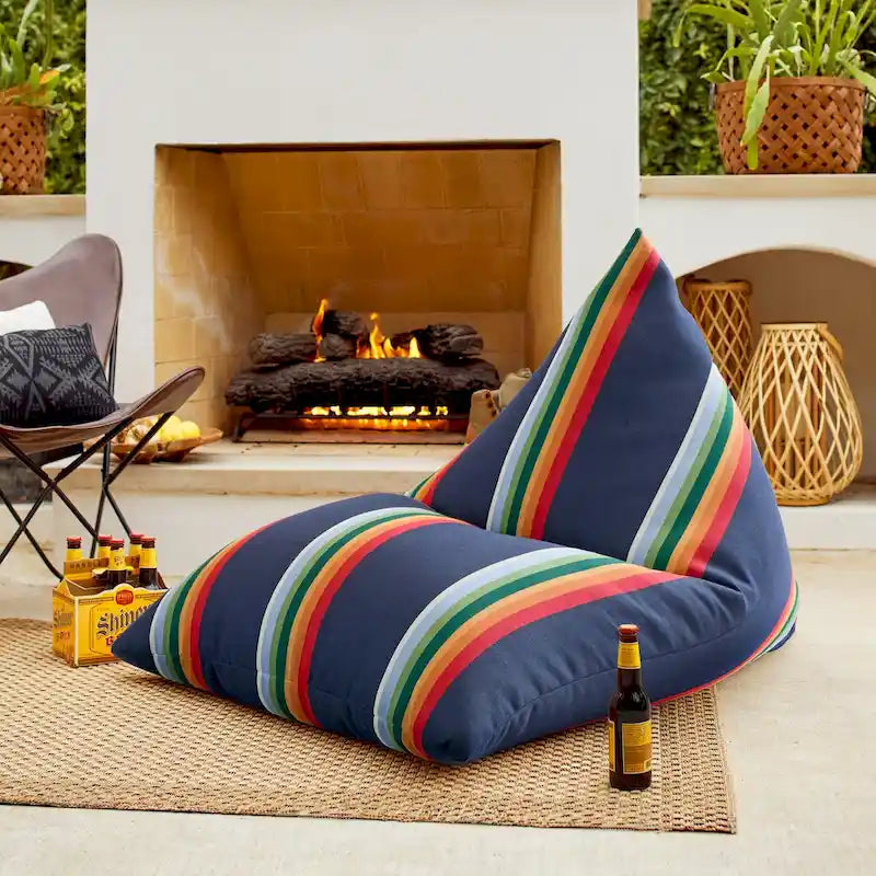 Sorra Home Sunbrella Pendleton Outdoor Bean Lounger - 54 in W x 38 in W x 21 in H