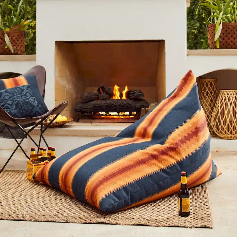 Sorra Home Sunbrella Pendleton Outdoor Bean Lounger - 54 in W x 38 in W x 21 in H