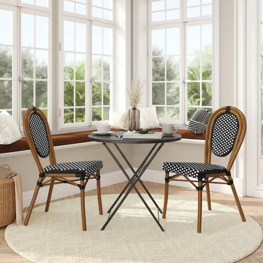 2 Pack All-Weather Commercial Paris Chair with Metal Frames - N/A