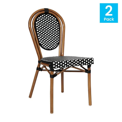2 Pack All-Weather Commercial Paris Chair with Metal Frames - N/A
