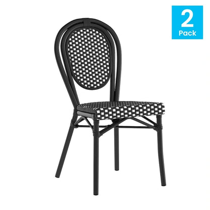 2 Pack All-Weather Commercial Paris Chair with Metal Frames - N/A