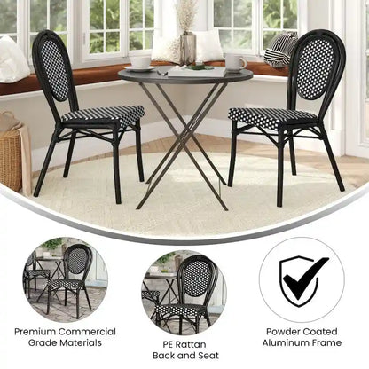 2 Pack All-Weather Commercial Paris Chair with Metal Frames - N/A