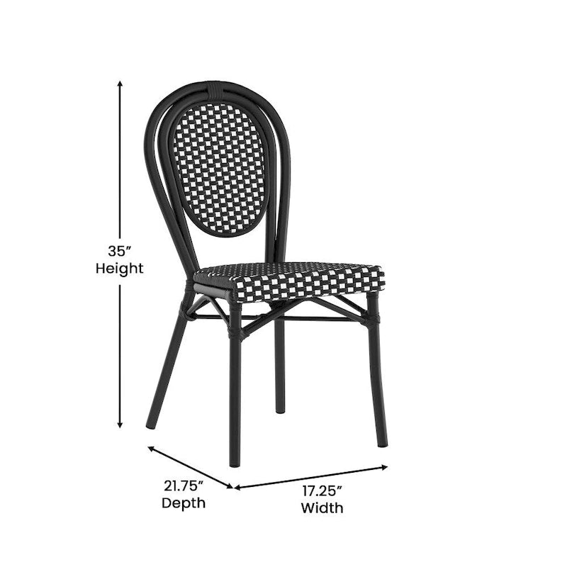 2 Pack All-Weather Commercial Paris Chair with Metal Frames - N/A
