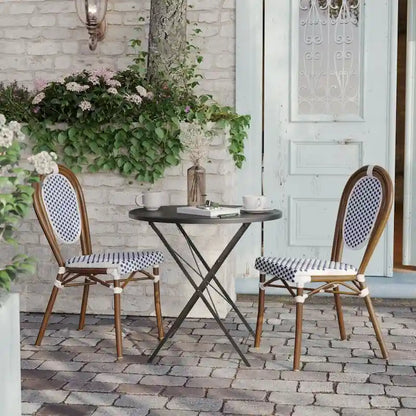 2 Pack All-Weather Commercial Paris Chair with Metal Frames - N/A