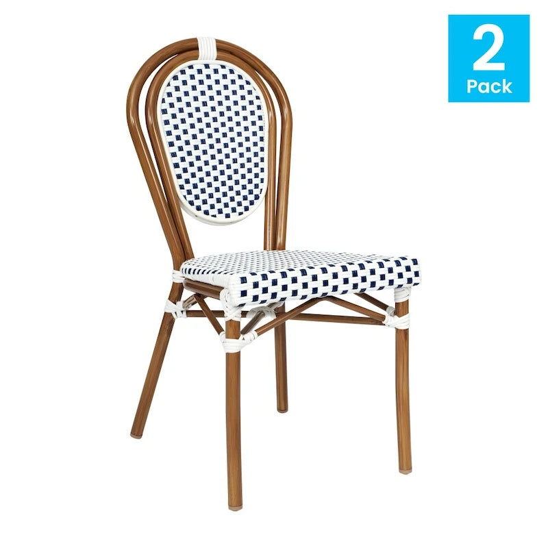 2 Pack All-Weather Commercial Paris Chair with Metal Frames - N/A