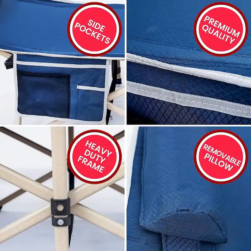 Camping Cots, Folding Cot, with Pillow, Carry Bag & Storage Pocket, Heavy Duty Holds Up to 500 Lbs, Outdoor&Indoor - 74 x 26.5