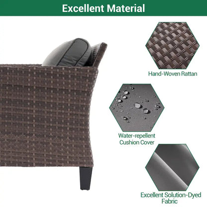 LIVOOSUN 5Pcs Patio Furniture Set Grey Rattan Coversation Seating Set