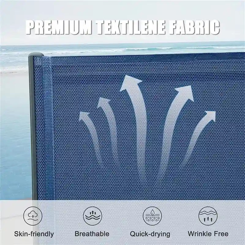 Outdoor Adjustable Backrest Lounge Chair with Side Table (Set of 3) - N/A