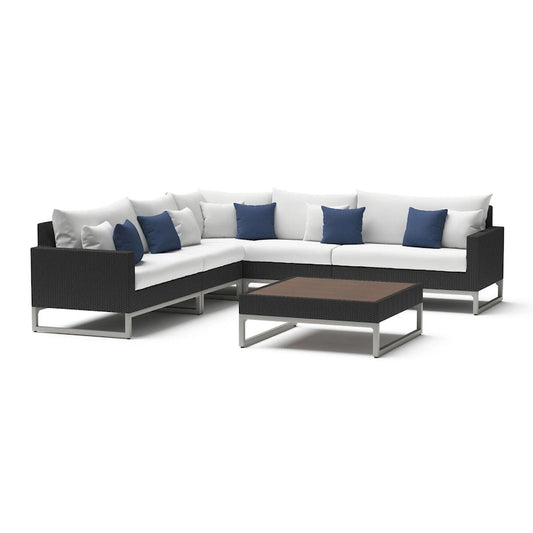Milo Espresso 6 Piece Sunbrella Outdoor Patio Sectional with Table
