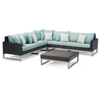 Milo Espresso 6 Piece Sunbrella Outdoor Patio Sectional with Table