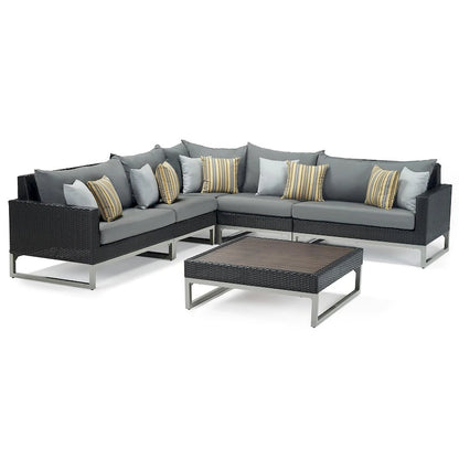 Milo Espresso 6 Piece Sunbrella Outdoor Patio Sectional with Table