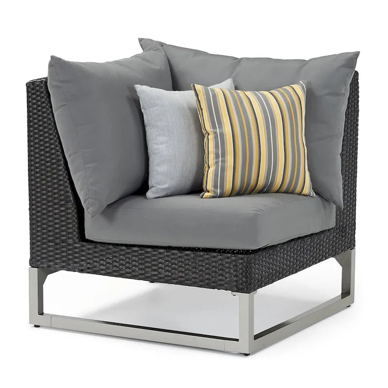 Milo Espresso 6 Piece Sunbrella Outdoor Patio Sectional with Table