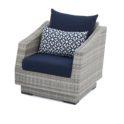 Cannes 5 Piece Aluminum Outdoor Patio Club Chair & Ottoman Set.