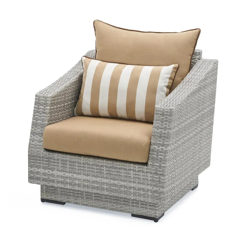 Cannes 5 Piece Aluminum Outdoor Patio Club Chair & Ottoman Set.