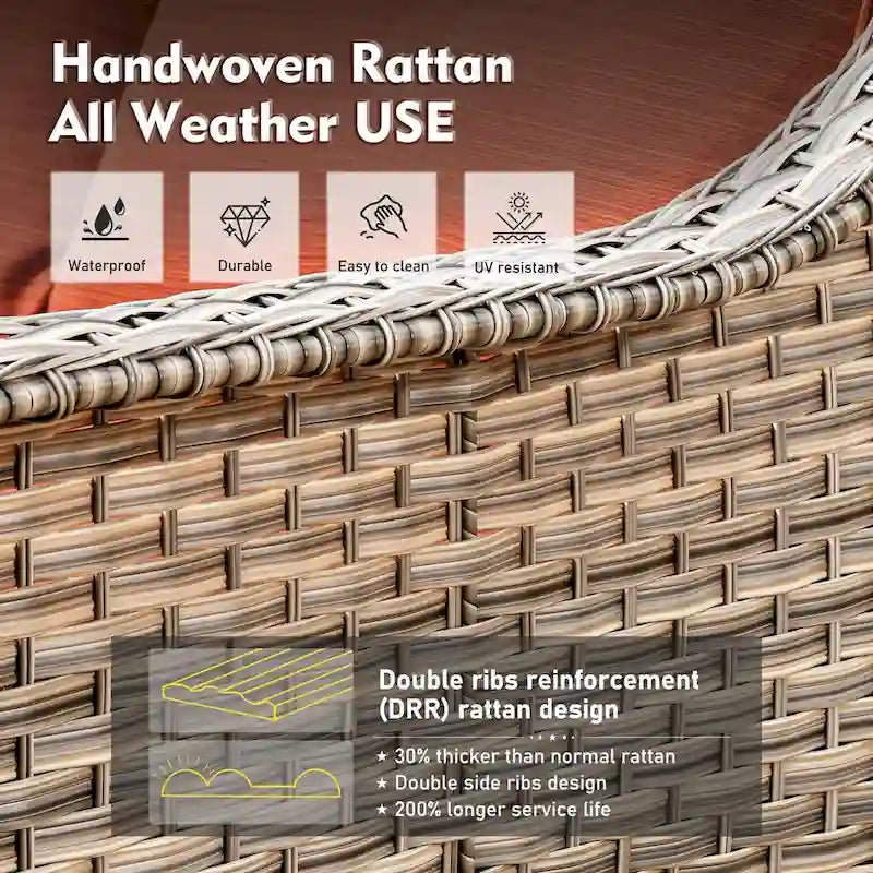 XIZZI 6-piece Wicker Patio Furniture Conversation Seating Set with Fire Pit