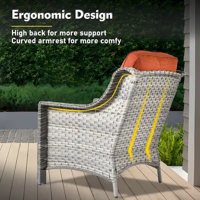 XIZZI 6-piece Wicker Patio Furniture Conversation Seating Set with Fire Pit