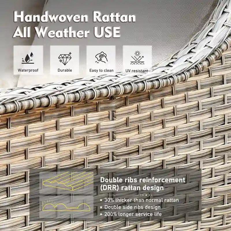 XIZZI 6-piece Wicker Patio Furniture Conversation Seating Set with Fire Pit