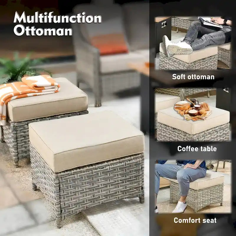 XIZZI 6-piece Wicker Patio Furniture Conversation Seating Set with Fire Pit