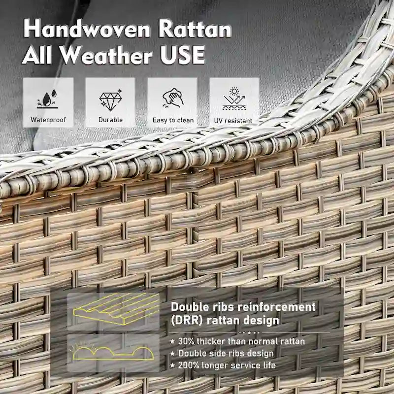 XIZZI 6-piece Wicker Patio Furniture Conversation Seating Set with Fire Pit